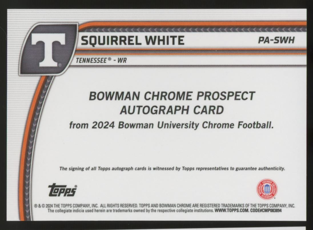 2024 Bowman University Chrome Squirrel White 1st Auto Stealth #PA-SWH