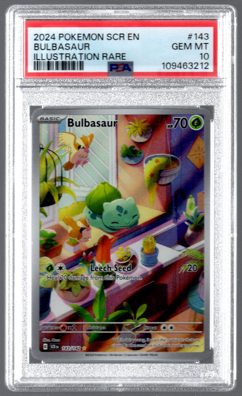 2024 Pokemon Bulbasaur Stellar Crown Illustration Rare #143 PSA 10