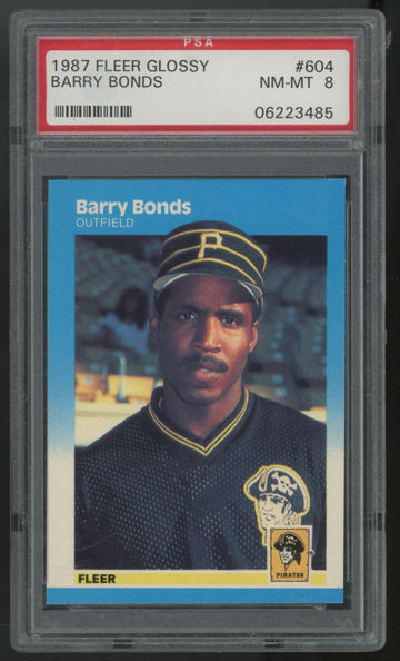 1987 Fleer Glossy Barry Bonds RC #604 PSA 8