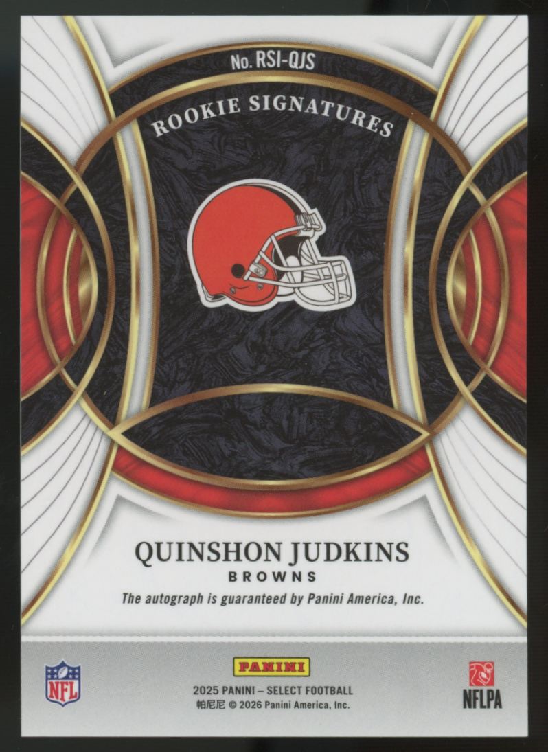 2025 Panini Select Quinshon Judkins RC Signatures Auto #RSI-QJS