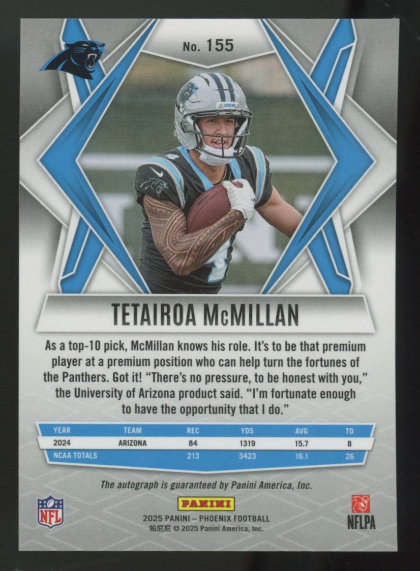 2025 Panini Phoenix Tetairoa McMillan RC Hyper Auto #155