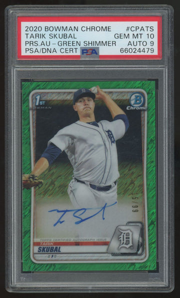 2020 Bowman Chrome Tarik Skubal 1st Green Shimmer Auto /99 #CPA-TS PSA 10 9