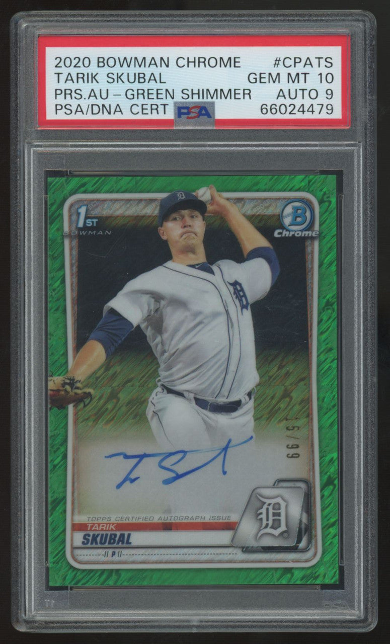 2020 Bowman Chrome Tarik Skubal 1st Green Shimmer Auto /99 #CPA-TS PSA 10 9