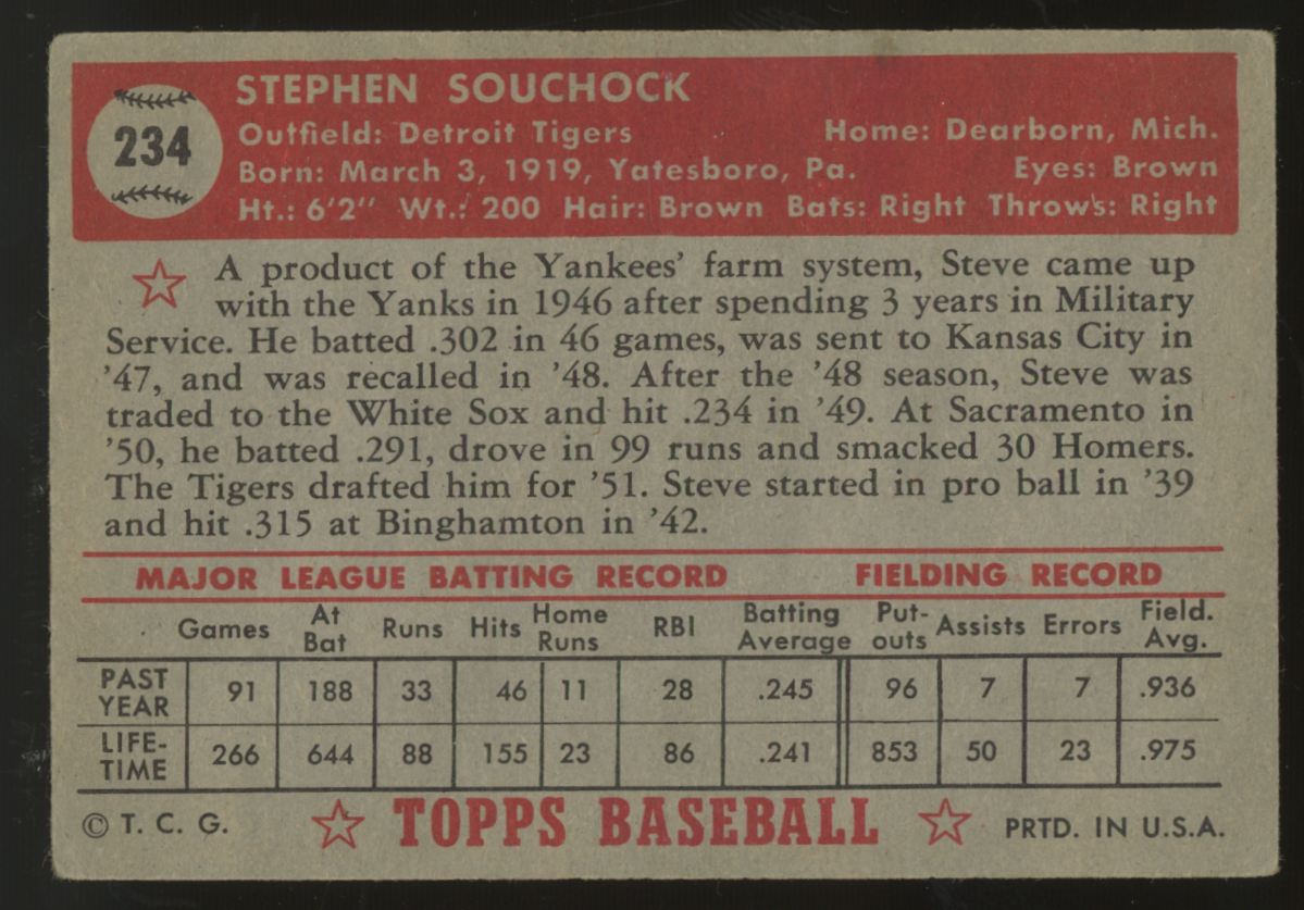 1952 Topps Steve Souchock #234 Good