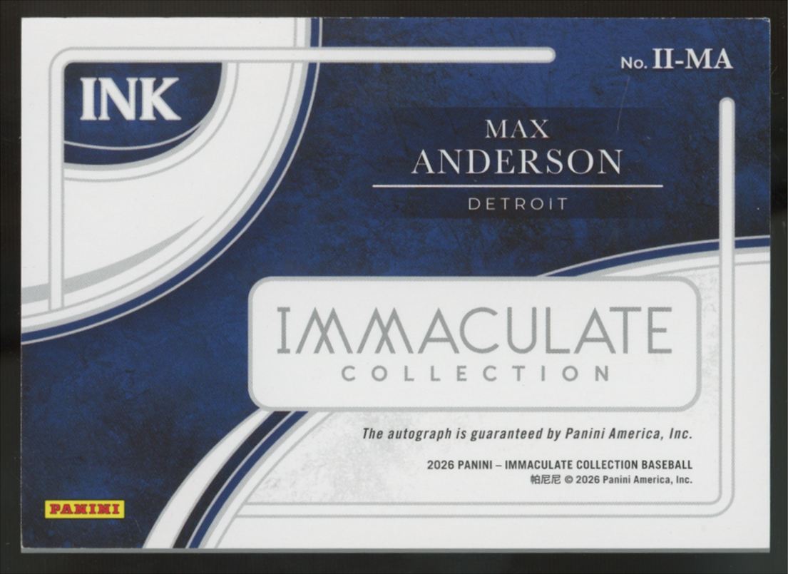 2026 Panini Immaculate Max Anderson Blue Auto /35 #II-MA