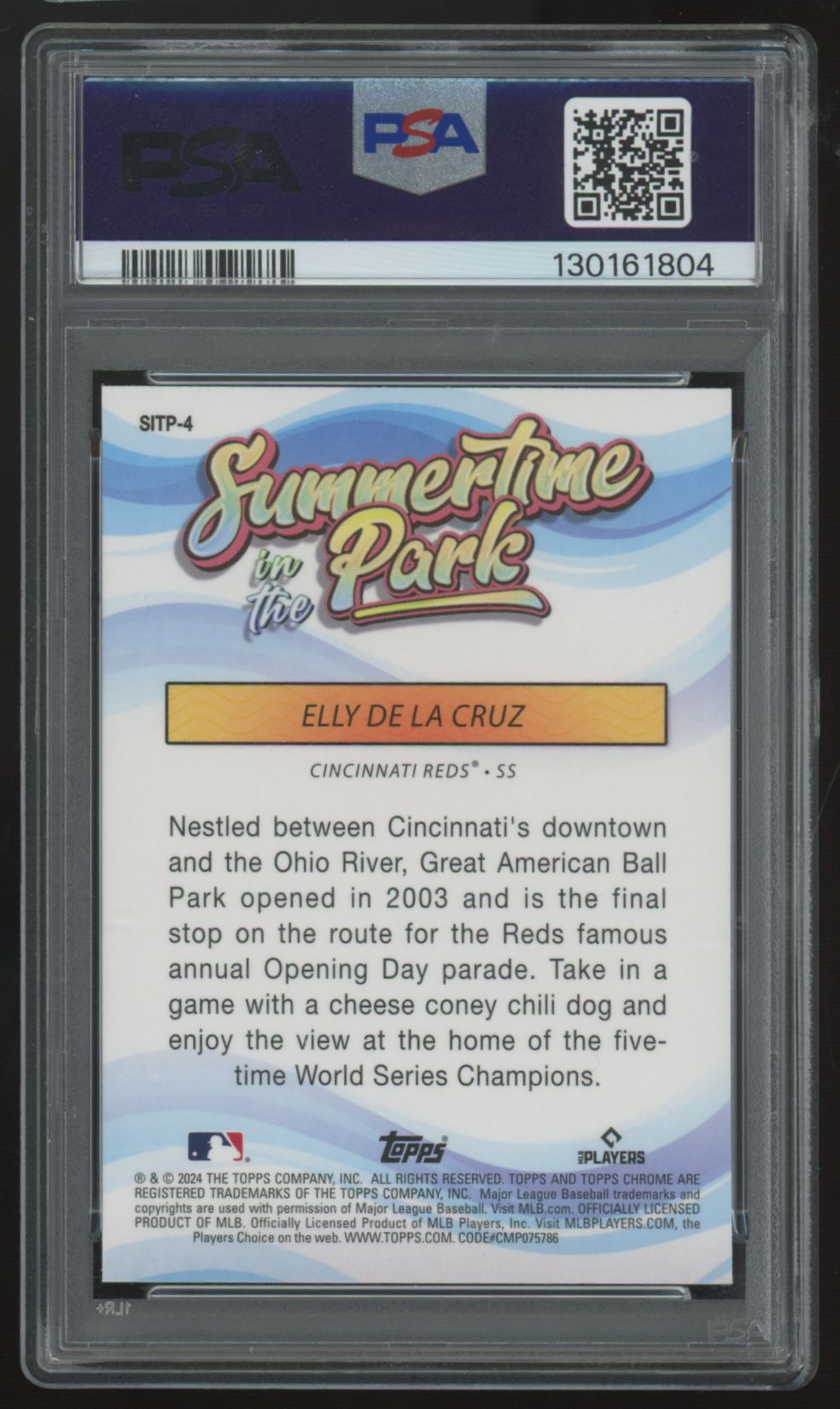 2024 Topps Chrome Elly De La Cruz RC Summertime In The Park #SITP-4 PSA 10 *804