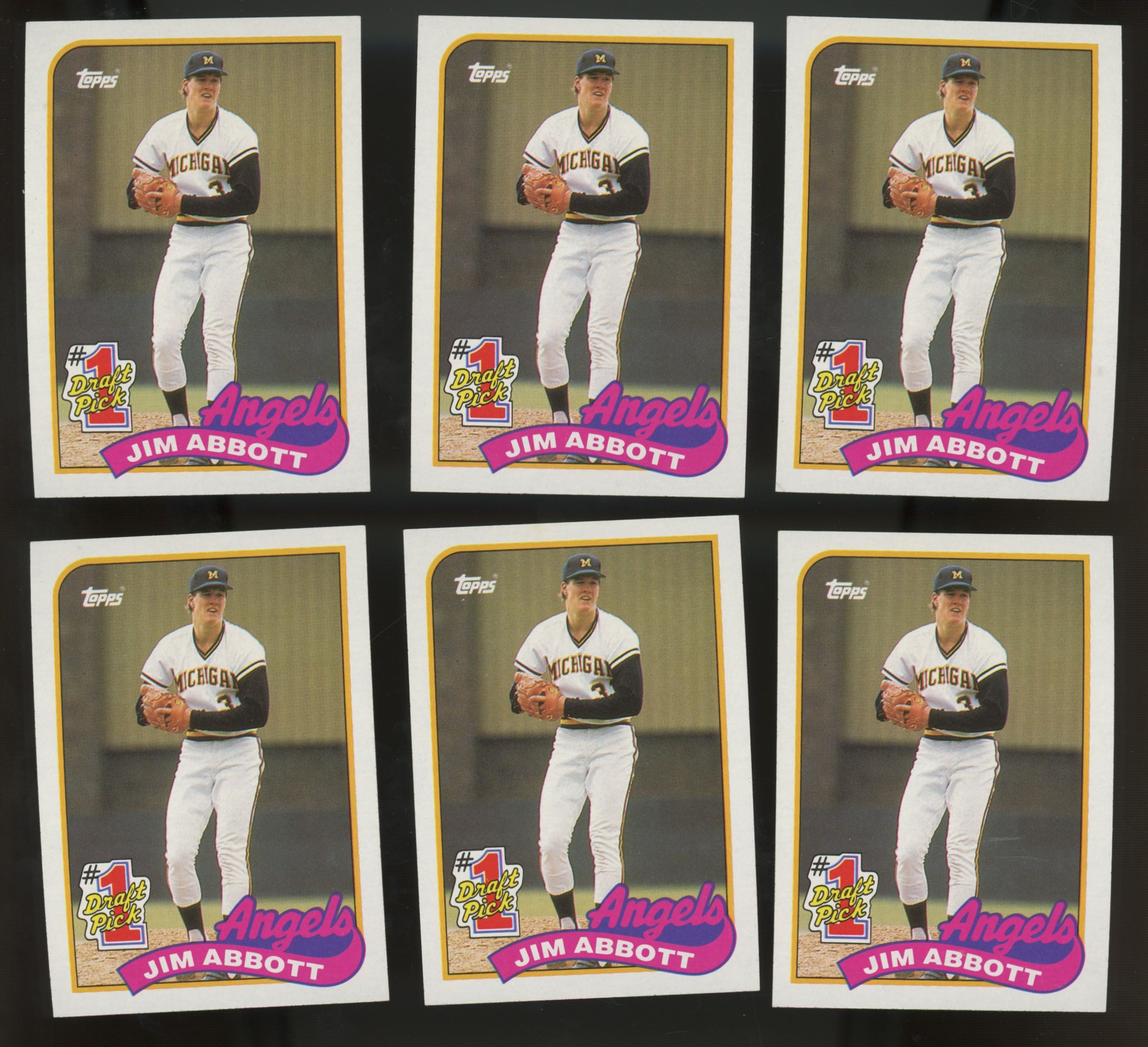 1989 Topps Jim Abbott RC #1 Draft Pick #573 (Lot Of 24)