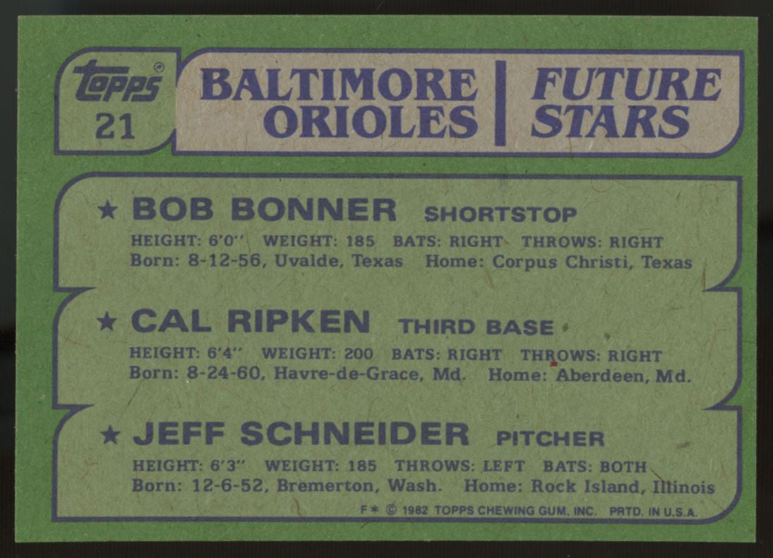 1982 Topps Future Stars Cal Ripken Jr. RC #21 NM-MT "C"