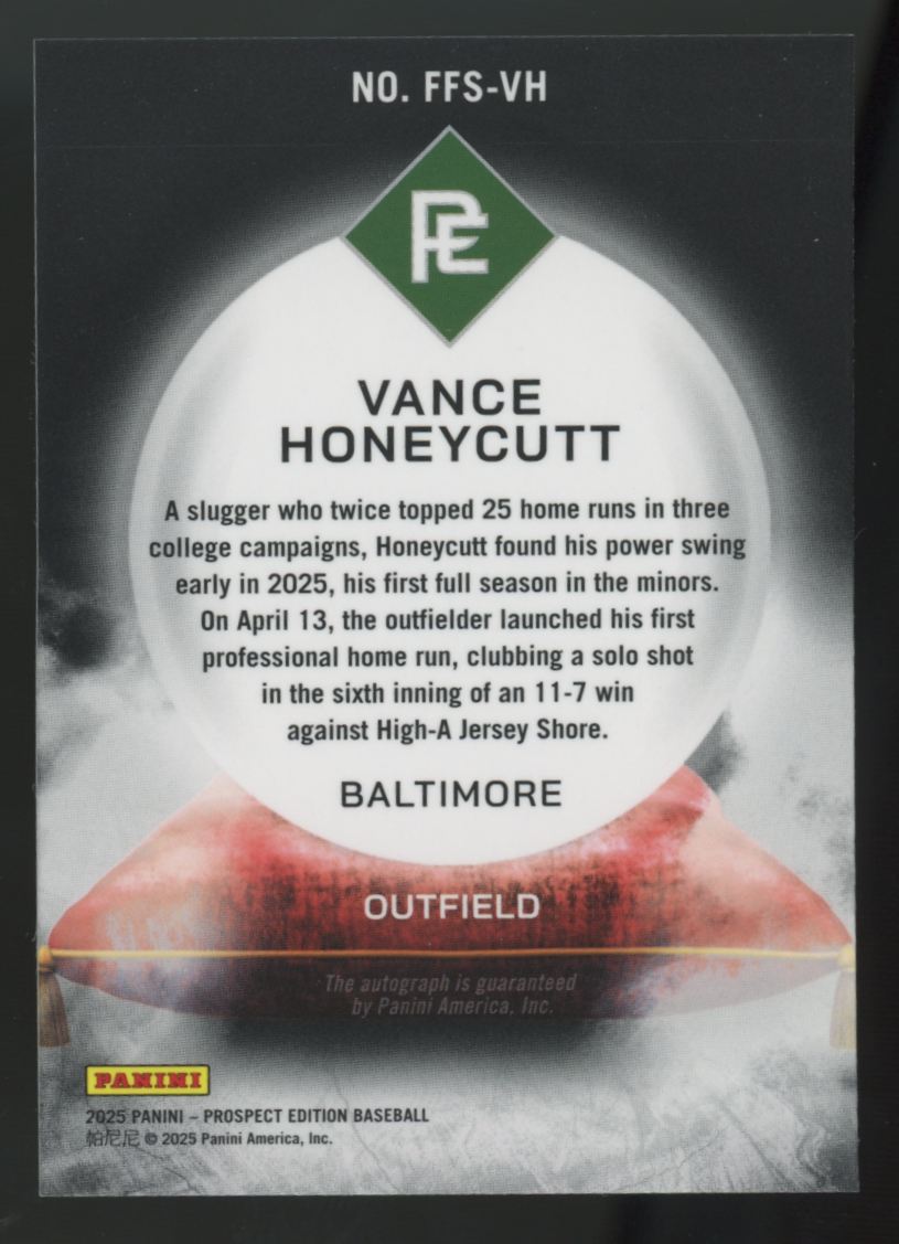 2025 Prospect Edition Vance Honeycutt Red Franchise Futures Auto /99 #FFS-VH
