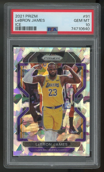2021-22 Panini Prizm LeBron James Ice #91 PSA 10