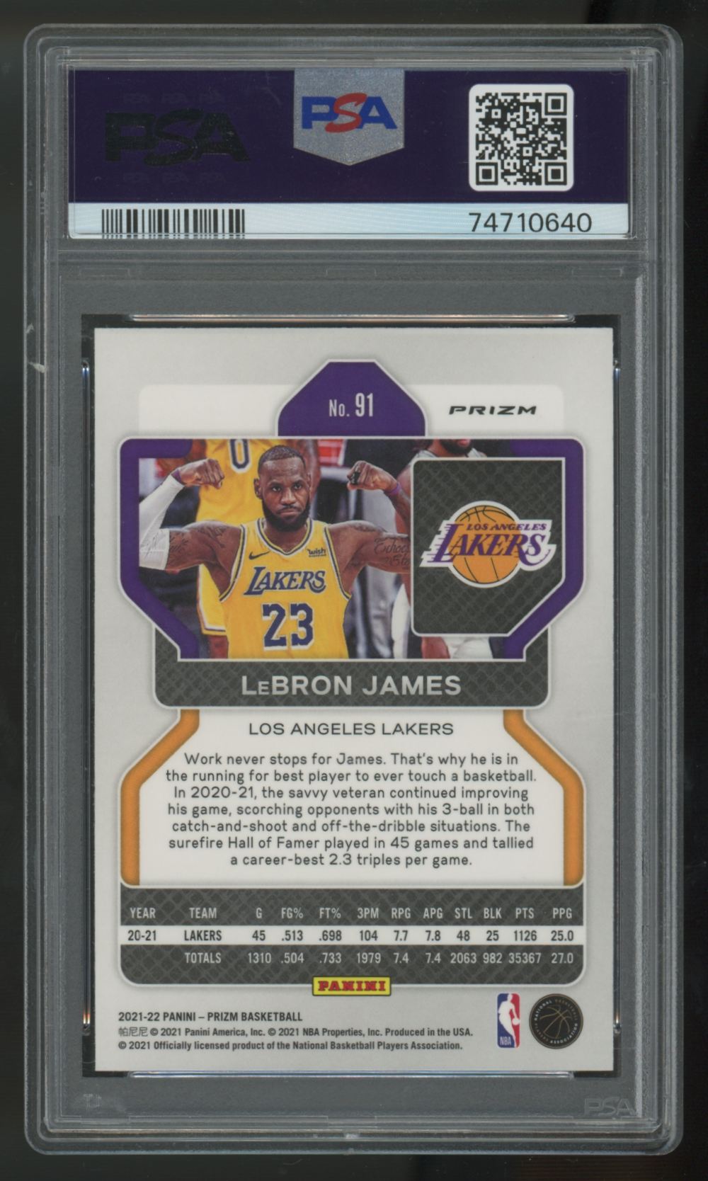 2021-22 Panini Prizm LeBron James Ice #91 PSA 10