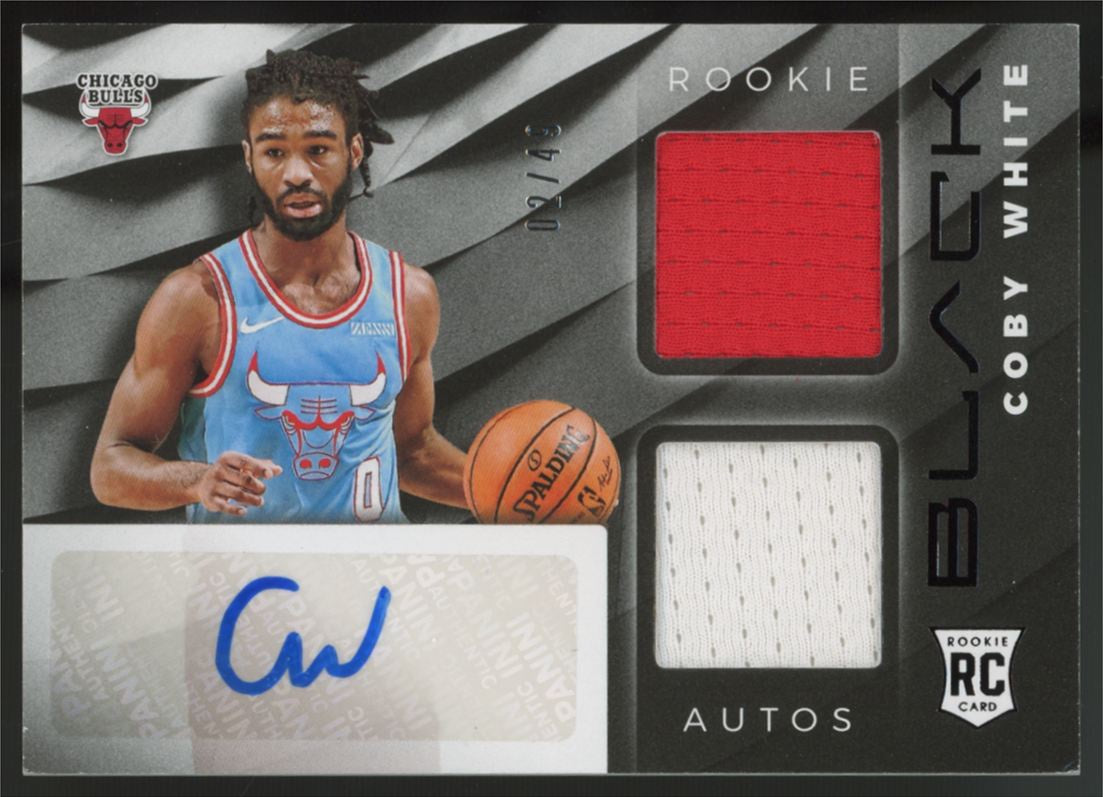 2019-20 Panini Black Coby White RC Dual Patch Auto RPA /49 #RM-CW