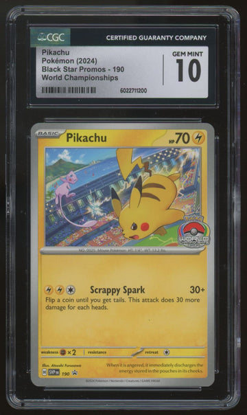 2024 Pokemon Pikachu World Championship Promo #190 CGC 10