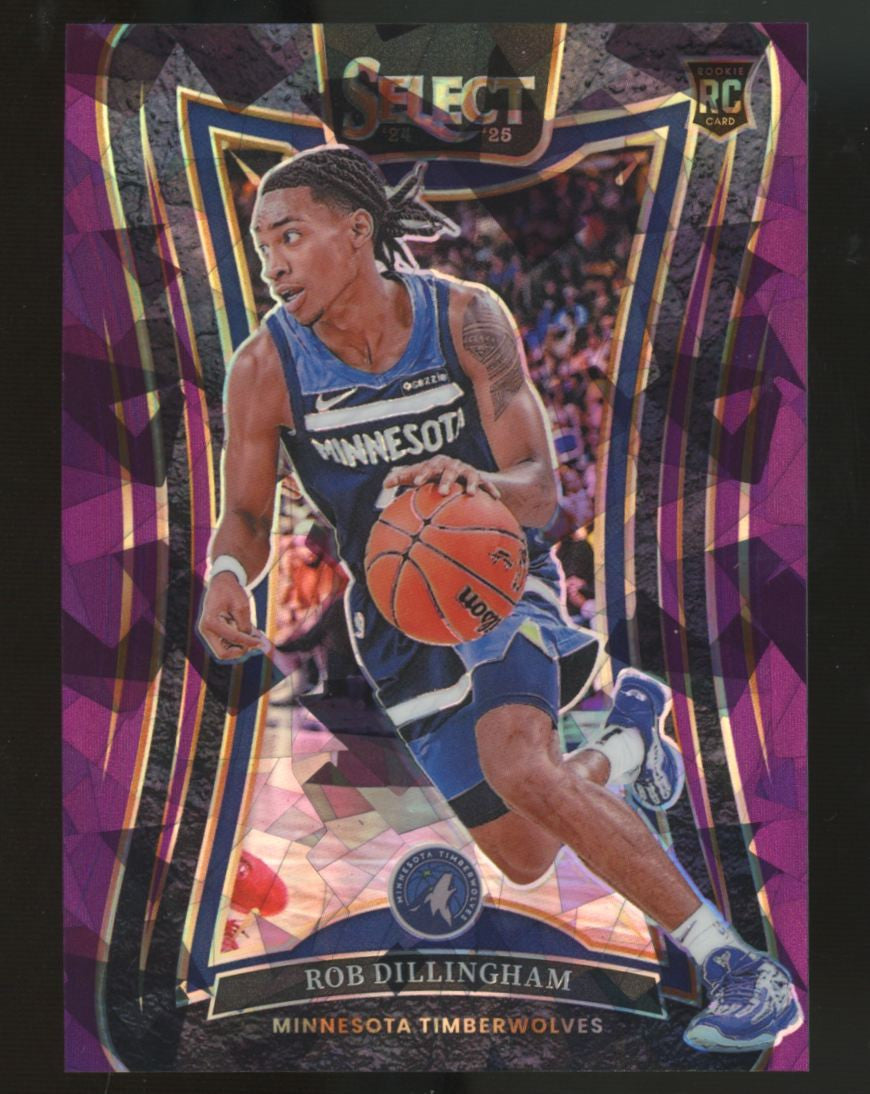 2024-25 Panini Select Rob Dillingham RC Purple Cracked Ice /99 #392