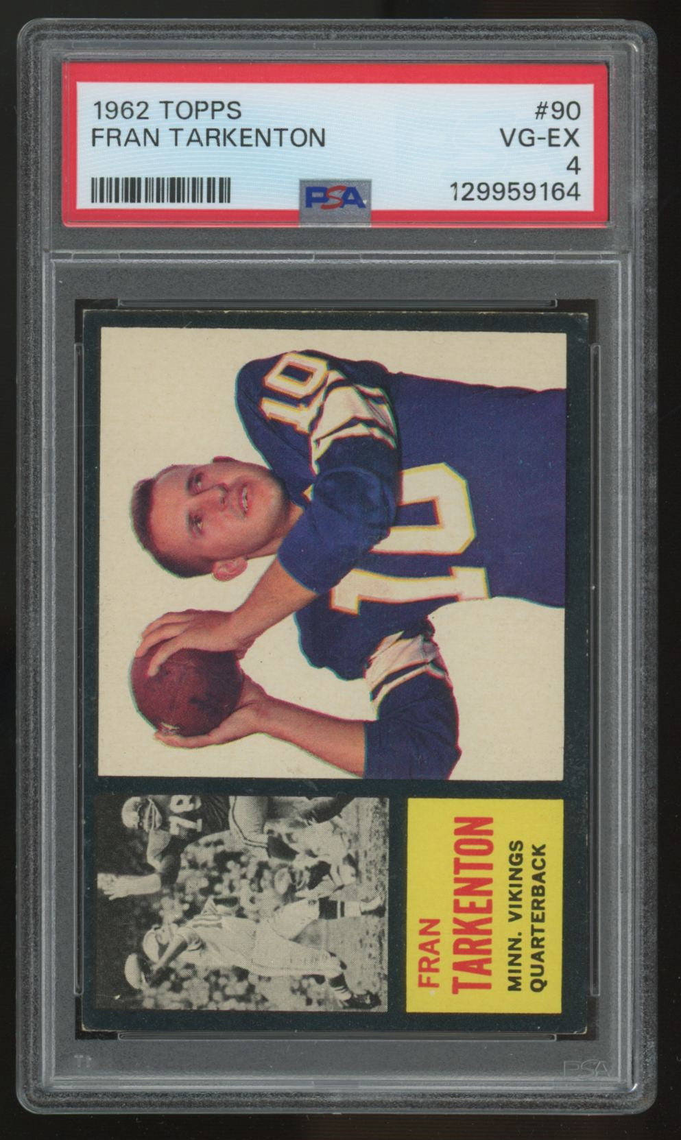 1962 Topps Fran Tarkenton RC #90 PSA 4 "A"