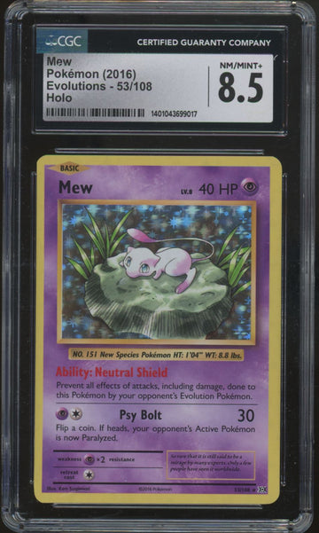 2016 Pokemon Mew Evolutions Holo #53 CGC 8.5