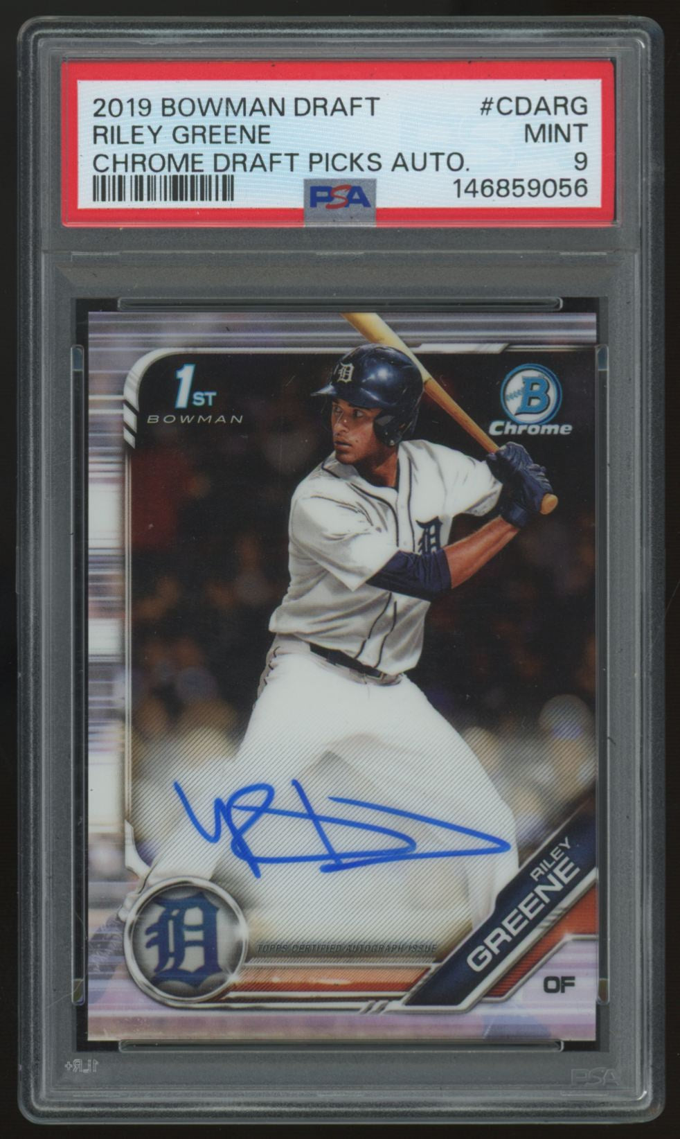 2019 Bowman Draft Riley Greene 1st Chrome Draft Picks Auto #CDA-RG PSA 9