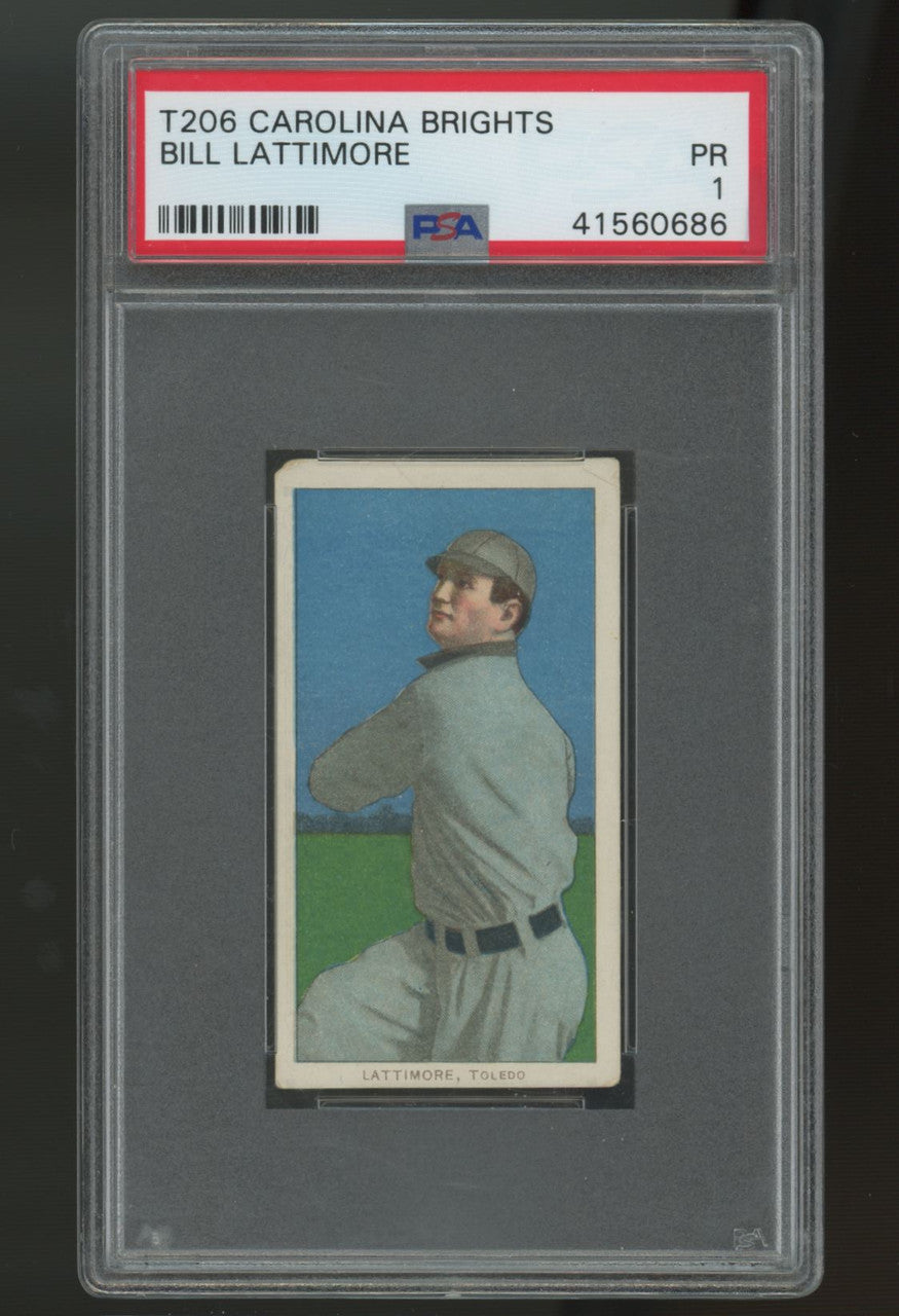 1909-1911 T206 Bill Lattimore Carolina Brights Back PSA 1