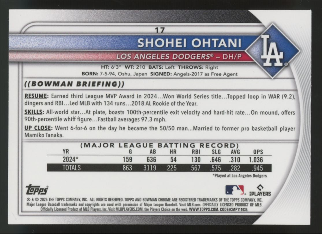 2025 Bowman Chrome Mega Shohei Ohtani Blue Mojo /150 #17