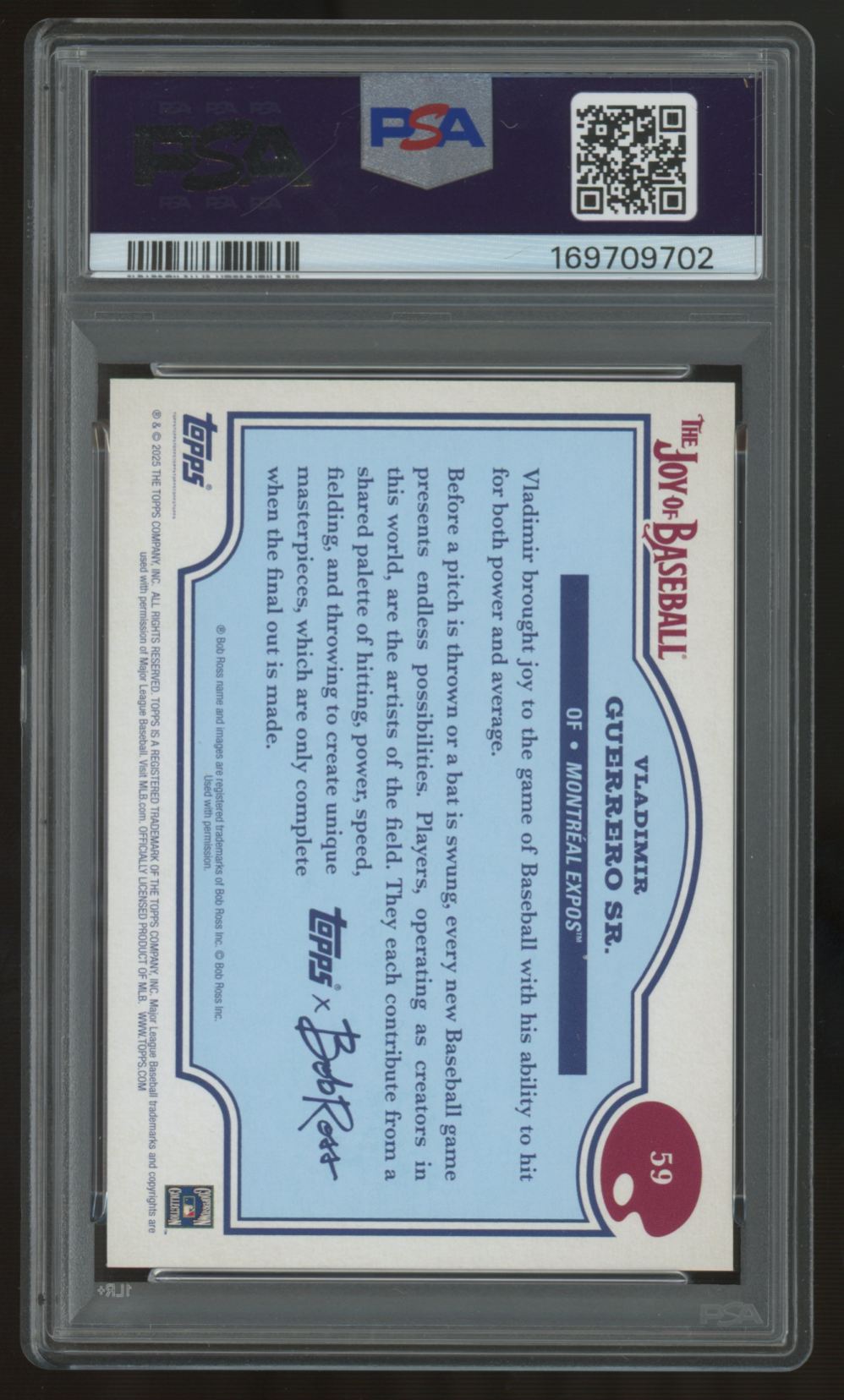 2025 Topps X Bob Ross Vladimir Guerrero Sr. Bright Red /5 #59 PSA 8