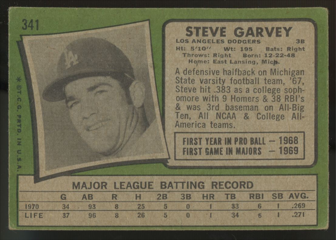 1971 Topps Steve Garvey RC #341 G/VG