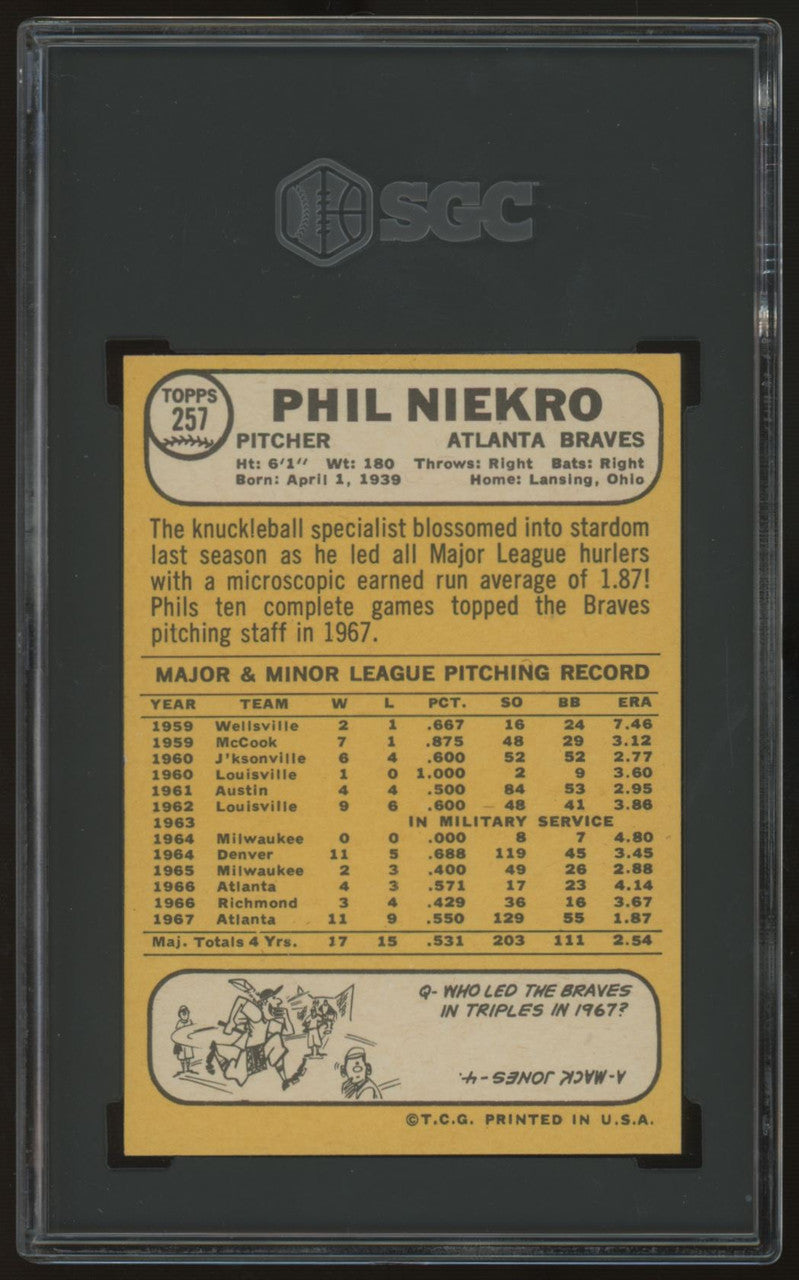 1968 Topps Phil Niekro #257 SGC 7.5