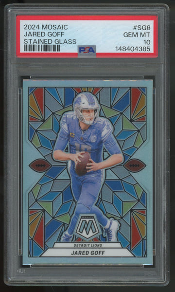 2024 Panini Mosaic Jared Goff Stained Glass Prizm SSP #SG-6 PSA 10