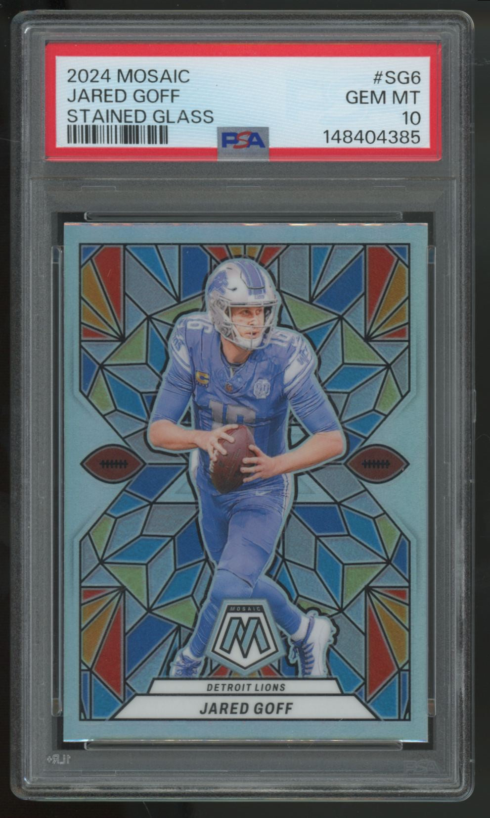 2024 Panini Mosaic Jared Goff Stained Glass Prizm SSP #SG-6 PSA 10