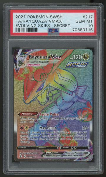2021 Pokemon Rayquaza VMAX Evolving Skies Secret #217 PSA 10