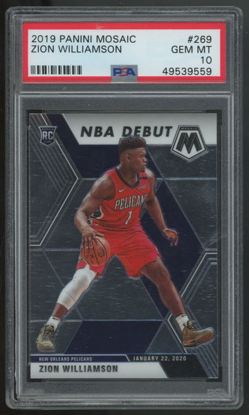 2019-20 Panini Mosaic Zion Williamson RC Debut #269 PSA 10
