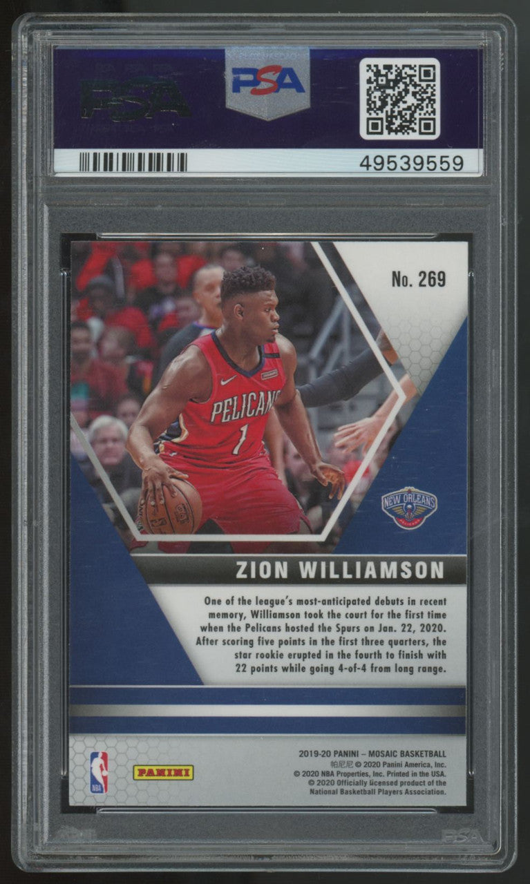 2019-20 Panini Mosaic Zion Williamson RC Debut #269 PSA 10