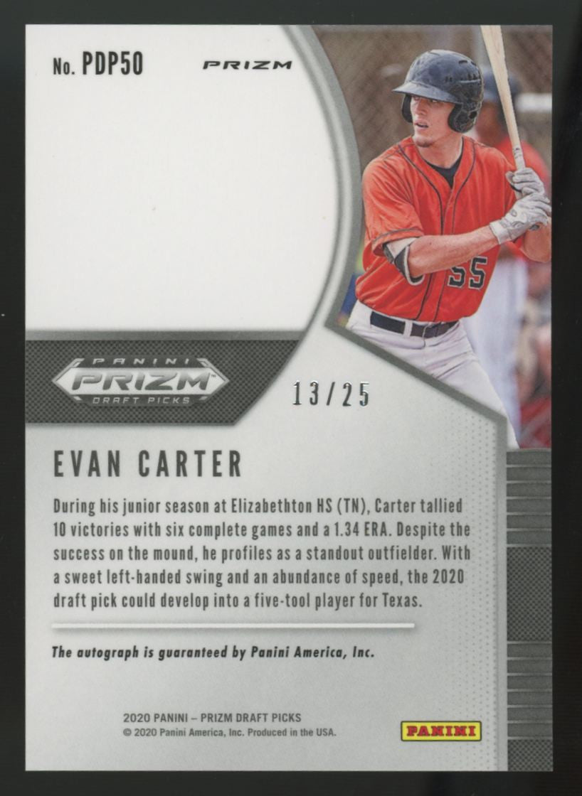 2020 Panini Prizm Draft Picks Evan Carter Blue Donut Circles Auto /25 #PDP50