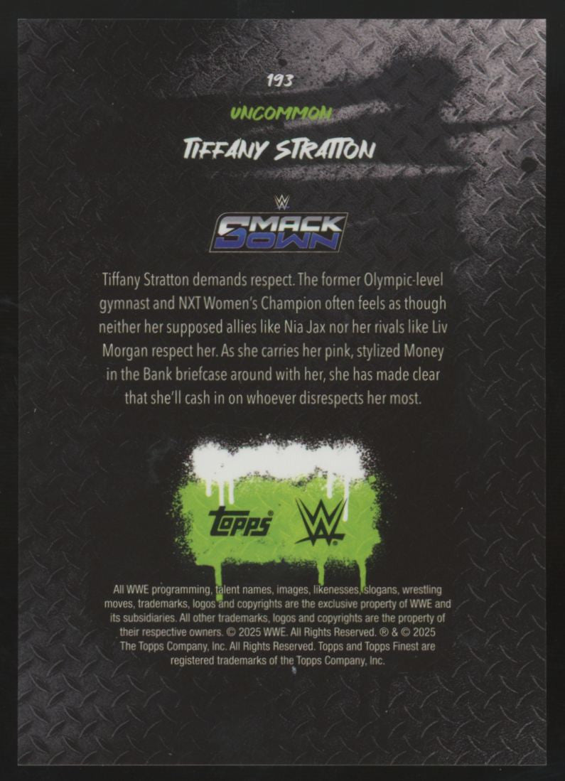2025 Topps Finest WWE Tiffany Stratton Uncommon Gold Refractor /25 #193