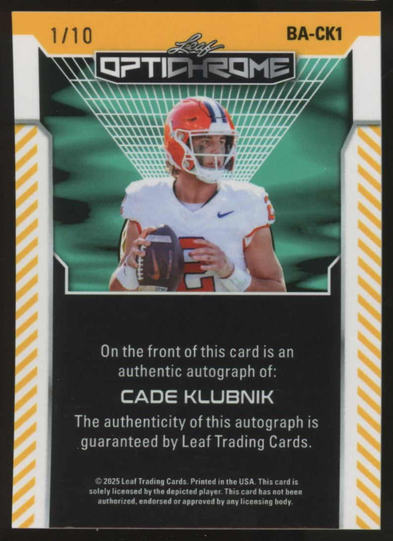 2025 Leaf Optichrome Cade Klubnik Silver Lava Auto /10 #BA-CK1
