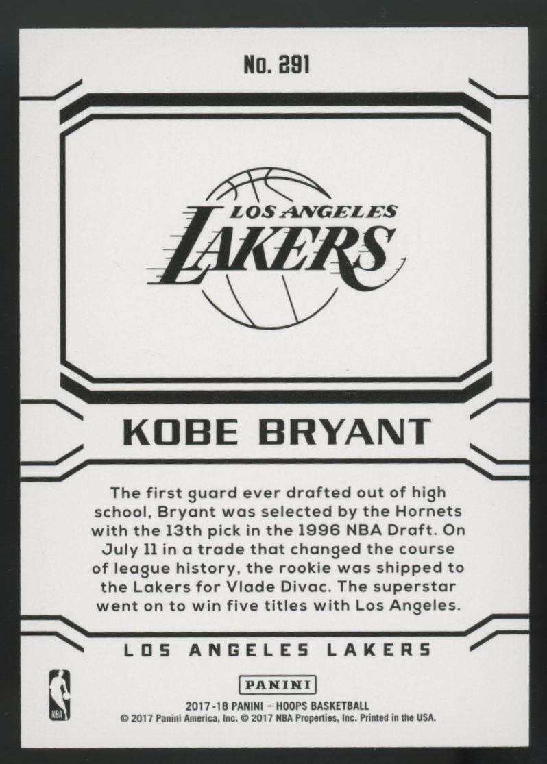 2017-18 Panini Hoops Kobe Bryant Career Tribute Teal /125 #291