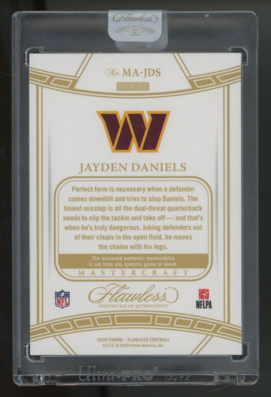 2024 Panini Flawless Jayden Daniels RC Triple Mastercraft Patch /15 #MA-JD5