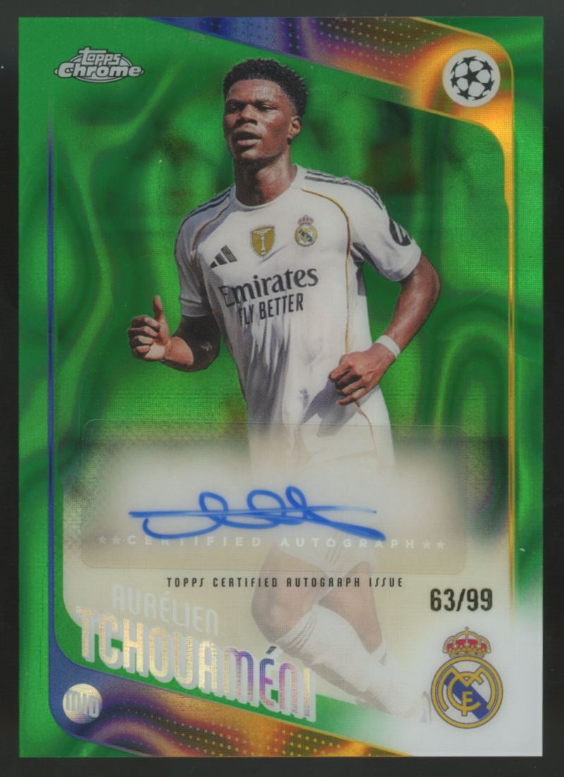 2025-26 Topps Chrome UEFA Aurelien Tchouameni Green Lava Refractor Auto /99