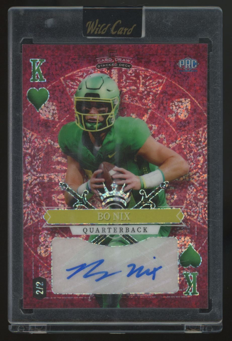 2023 Wild Card 5 Card Draw Bo Nix RC Red King Of Hearts Auto /2 #SD-BNA