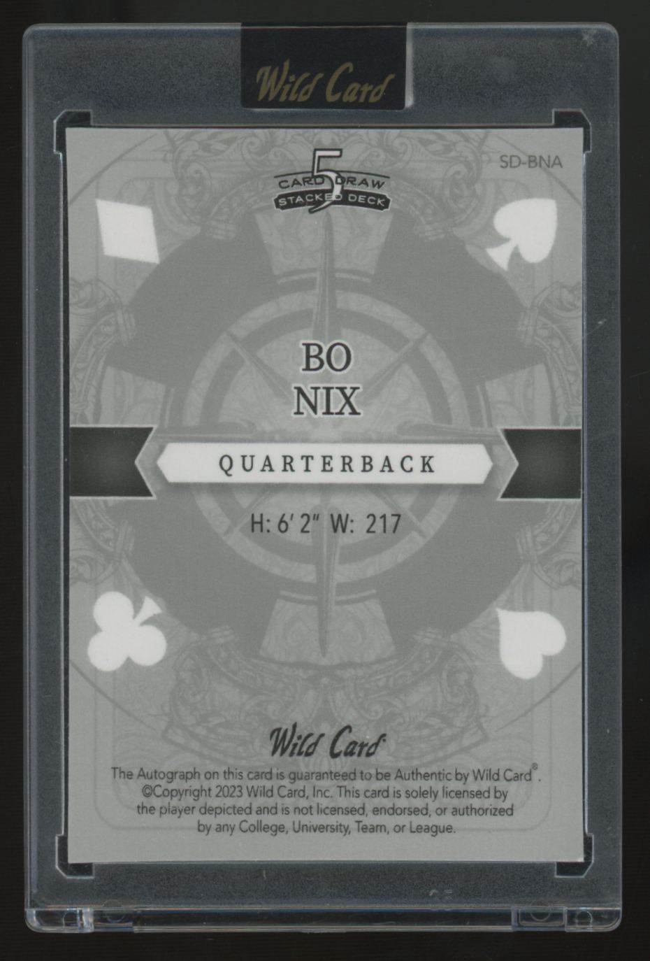 2023 Wild Card 5 Card Draw Bo Nix RC Red King Of Hearts Auto /2 #SD-BNA
