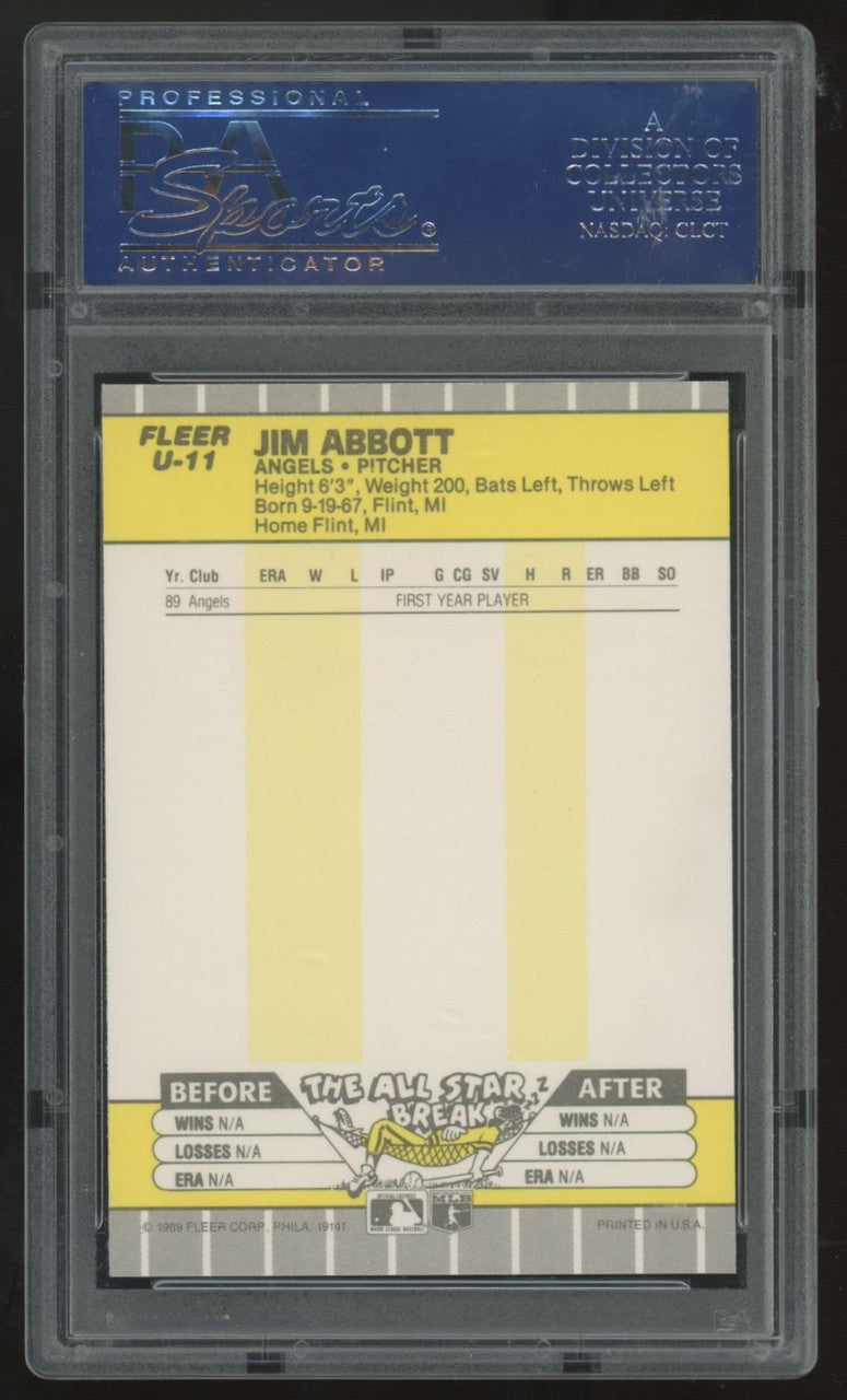 1989 Fleer Update Jim Abbott RC #U-11 PSA 10