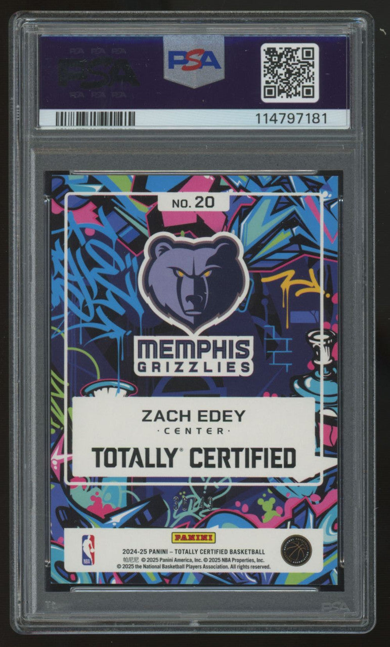 2024-25 Totally Certified Zach Edey RC Mirror Blue /49 #20 PSA 10