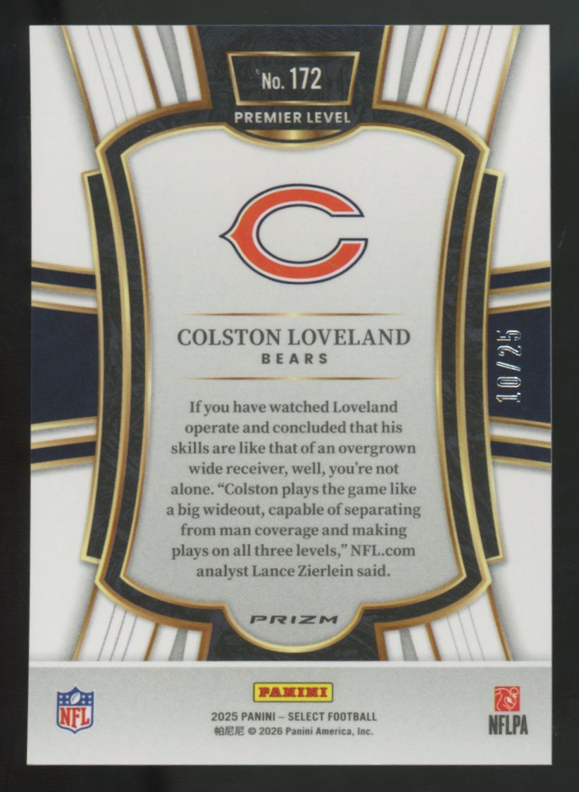 2025 Panini Select Colston Loveland RC Premier Level Tie-Dye Shock /25 #172