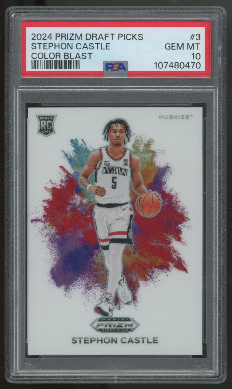 2024-25 Panini Prizm Draft Picks Stephon Castle RC Color Blast SSP #3 PSA 10