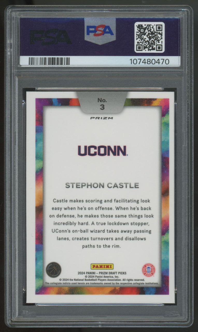 2024-25 Panini Prizm Draft Picks Stephon Castle RC Color Blast SSP #3 PSA 10