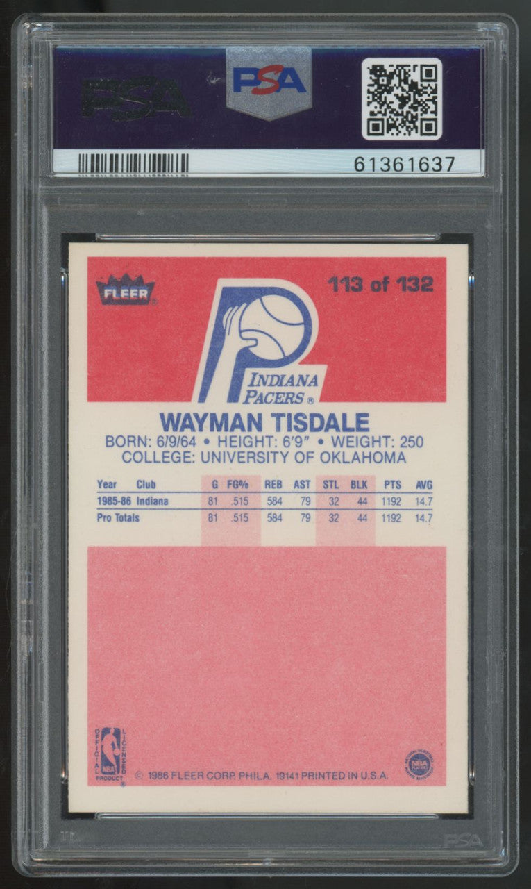 1986-87 Fleer Wayman Tisdale RC #113 PSA 7