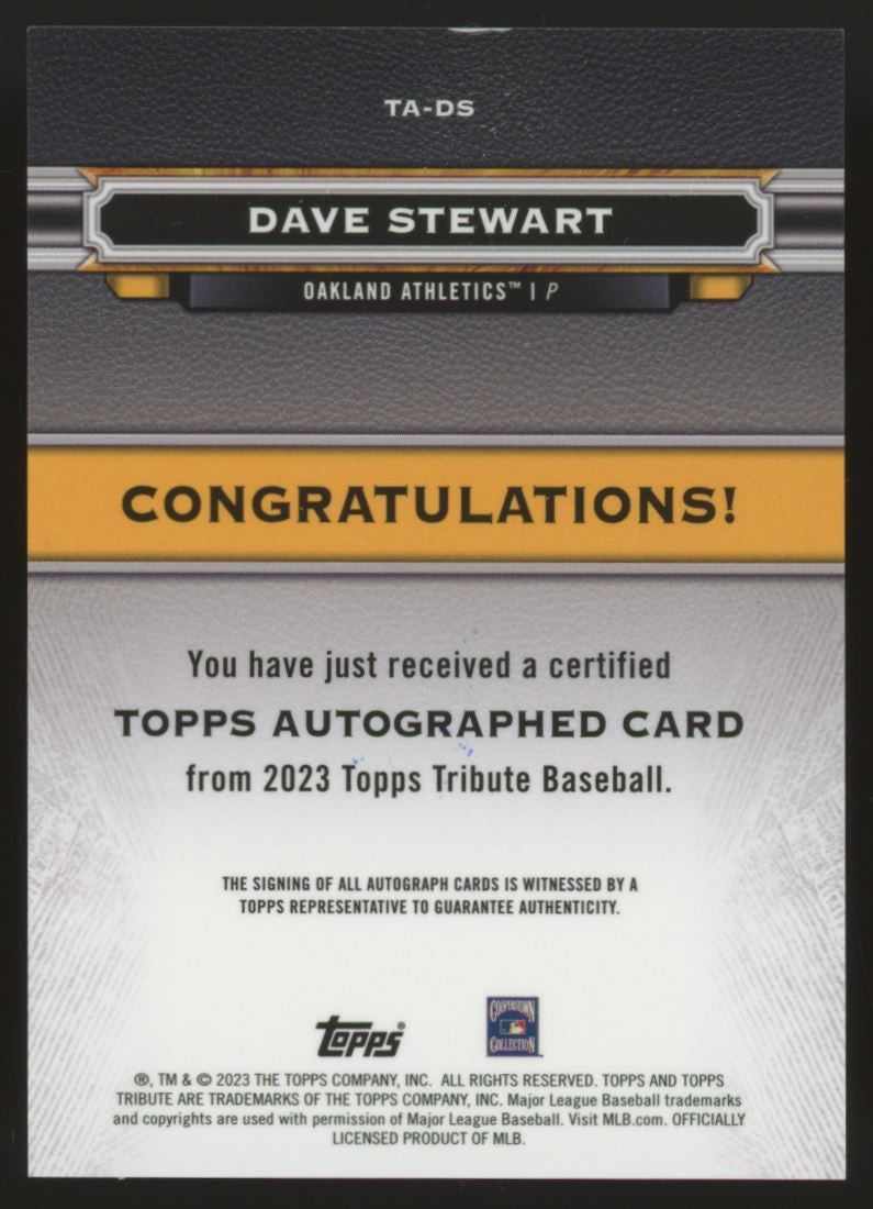2023 Topps Tribute Dave Stewart Auto /199 #TA-DS