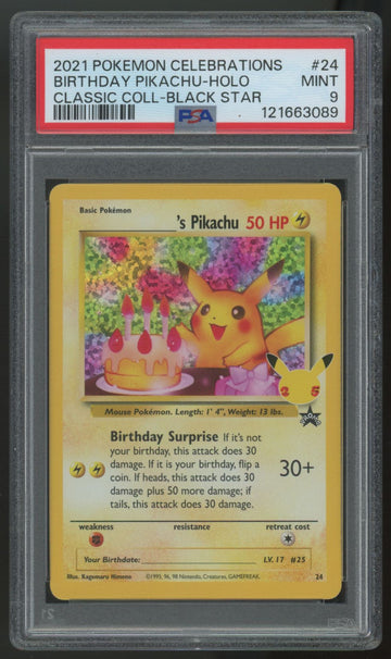 2021 Pokemon Birthday Pikachu Classic Collection Promo #24 PSA 9
