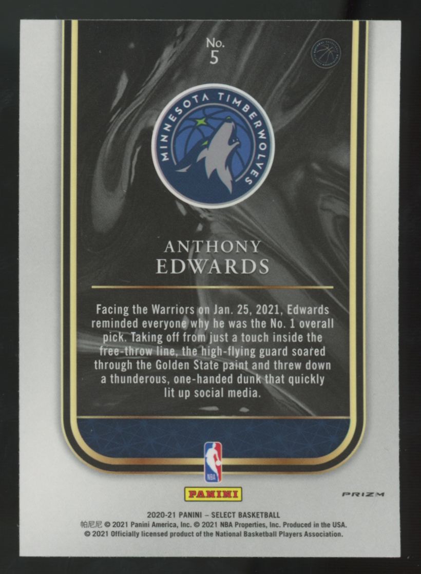 2020-21 Panini Select Anthony Edwards RC Selections Silver Prizm #5