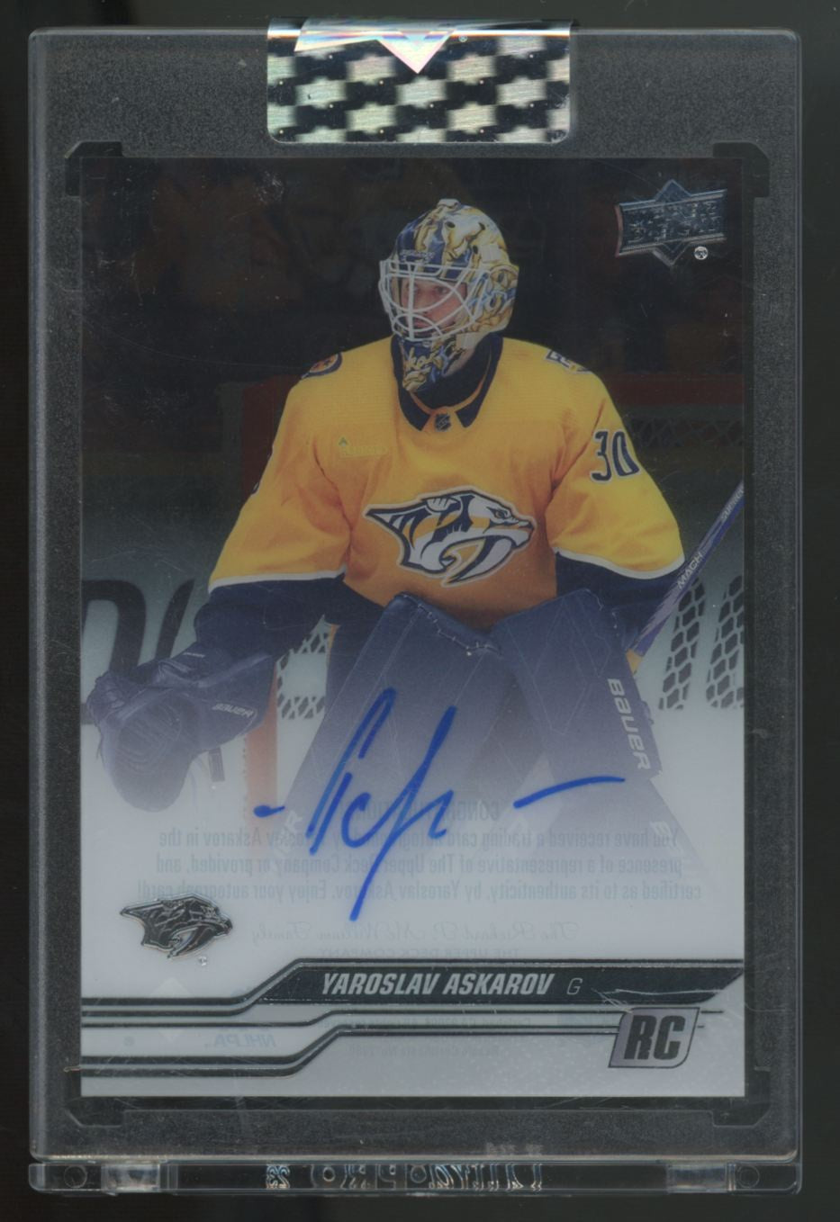 2023-24 Upper Deck Clear Cut Yaroslav Askarov RC Auto #CC-YA