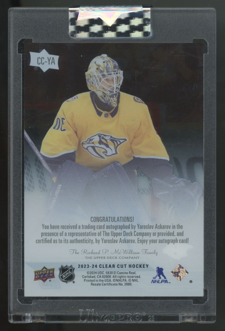 2023-24 Upper Deck Clear Cut Yaroslav Askarov RC Auto #CC-YA